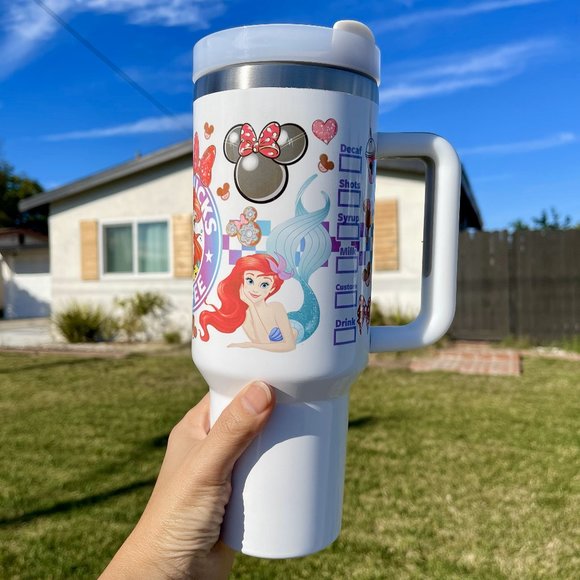 Large 40oz Double wall stainless Tumbler Disney Mermaid Princess Ariel, keeps dr - Picture 6 of 6